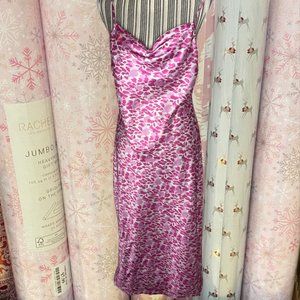 elle woods leopard pink satin maxi dress